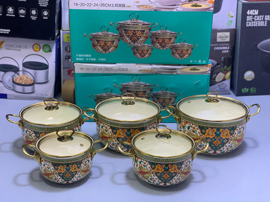 Non Stick Enamel Coating Cookware Set 10 Pieces