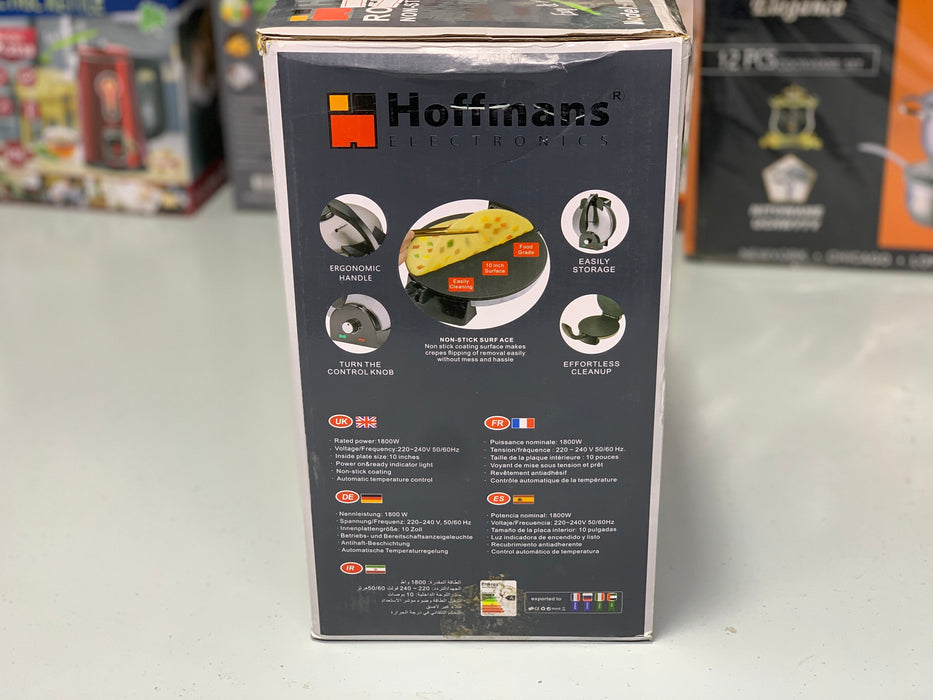 Hoffmans Roti and Pizza Maker 10 Inches Non Stick Coating 1800w