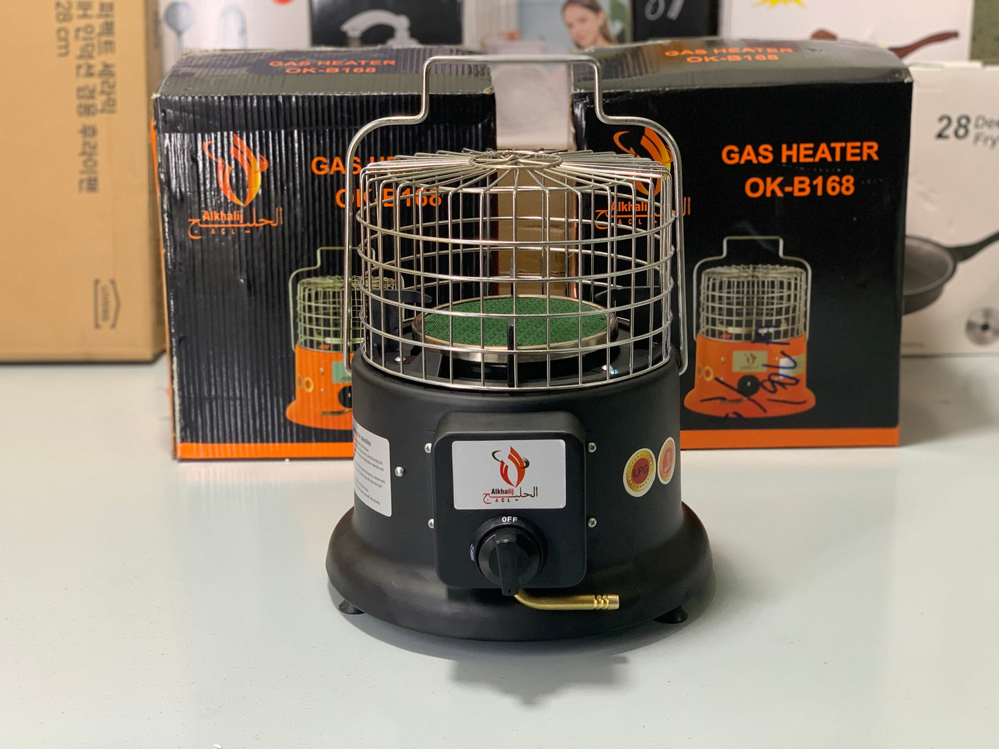 Imported Alkhalij Gas Heater |Two in One| |Use as a Gas Heater or as a Gas Stove| |Color: Black and Orange|