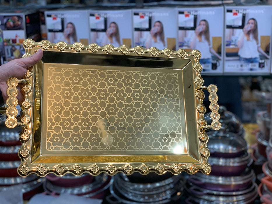 Golden Serving Trays 3 in 1 Stainless Steel