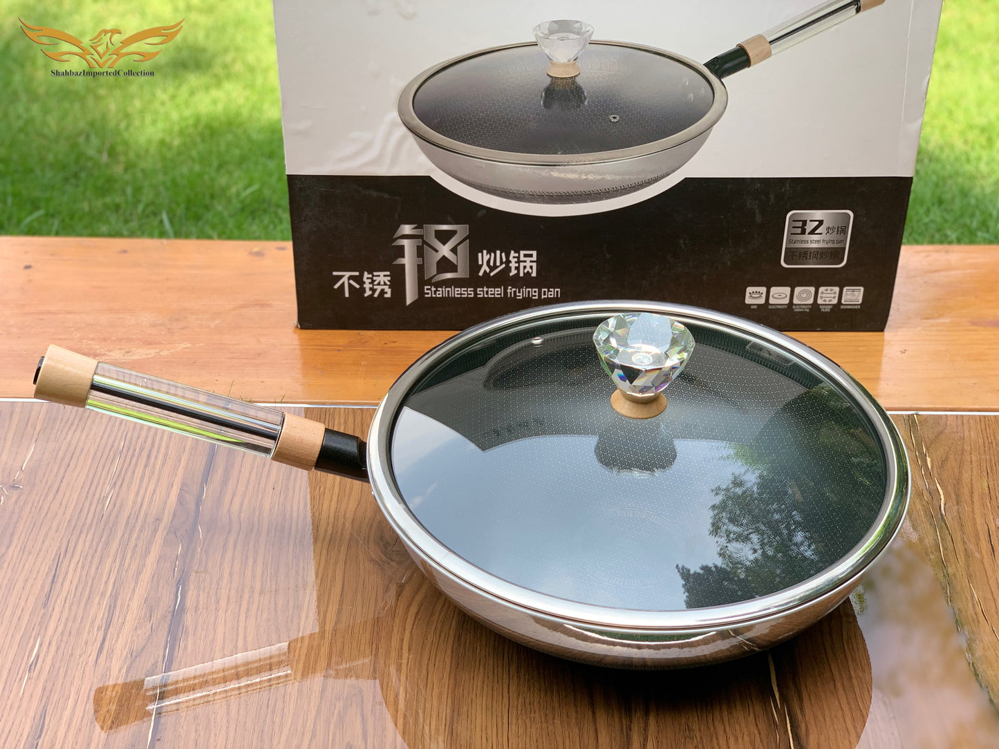 Crystal HoneyComb Laser Coated Deep Fry Pan.